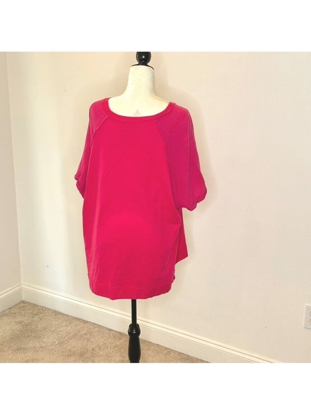 Umgee Oversized 1XL Tunic Top Hot Pink Cotton Flowy Plus Size Top Casual Office - Picture 7 of 16